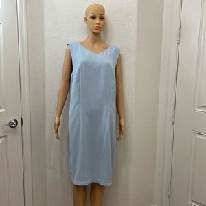 Apostrophe Woman Dress Sz 18W VNeck Sleeveless Midi Lined Zipper Back Blue Lined